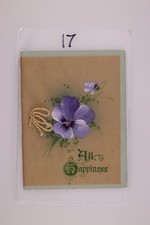 Vintage Christmas Greeting Card Purple Pansy All Happiness England Used