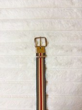 Vintage Parade USA Striped Elastic Stretch Belt Tan Red Green Western Size 38