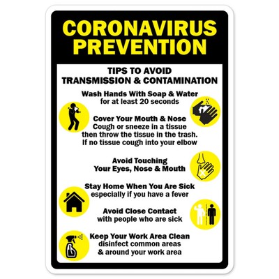 Coronavirus Prevention Tips To Avoid Transmission OSHA Notice Sign Metal Plastic