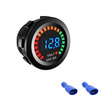 Waterproof Voltmeter Dc 24v Led Digital Voltage Gauge Universal Round Panel