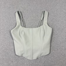 Abercrombie Women  s XS Light Blue Poplin Corset Tank Scult Scoop Neck