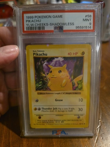 1999 Pokémon Pikachu Yellow Cheeks Shadowless PSA 9 #58