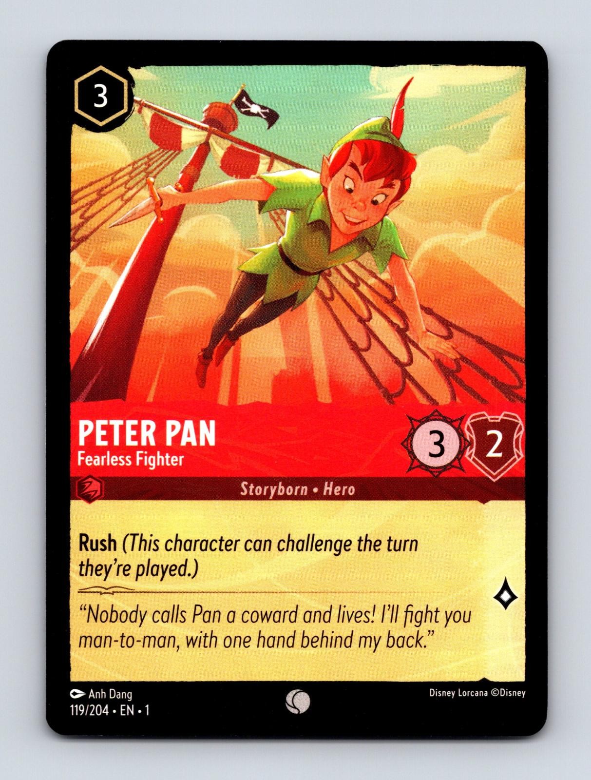 PETER PAN - FEARLESS FIGHTER 119/204 COMMON THE FIRST CHAPTER LORCANA NM