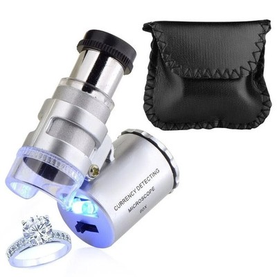 60X Magnifying Loupe Jewelry Jewelers Pocket Magnifier Loop Eye Glass Led Light