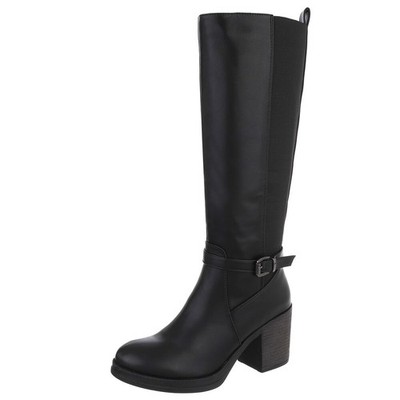 Distressed Look Ladies Zip Up Boots Ital Design 7299 in Black