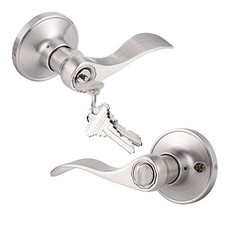 Keyed Entry Door Lever, Door Handle with Lock and Key, 1 Pack Satin Nickel