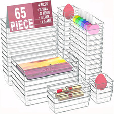 Drawer Organizers Set of 65, 4 Sizes Clear Plastic Drawer Organizers and Storage