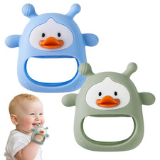 2 Packs Baby Teething Toys 3-6 6-12 Months, Food Grade Silicone Teething Mitten,