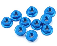 Yeah Racing 4mm Aluminum Serrated Lock Nut (10) (Blue) YEA-LN-M4S-DB