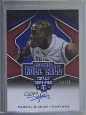 2016 Panini Totally Certified Rookie Roll Call Blue 64/99 Pascal Siakam Auto 7b5