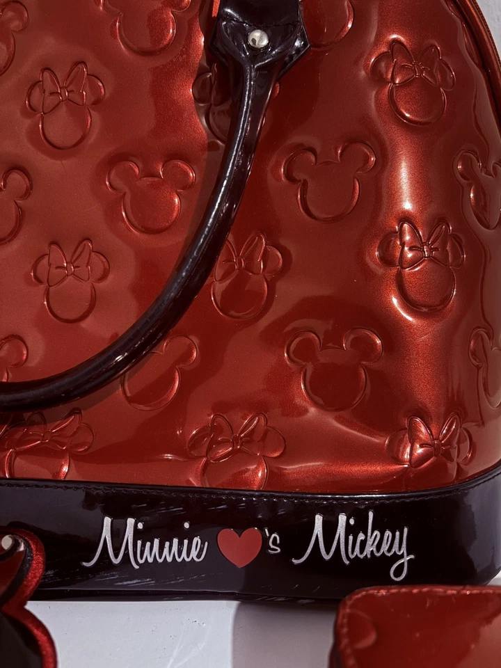 Loungefly Minnie Loves Mickey Disney Large Red Embossed Handbag And Wallet - Image 4 of 4
