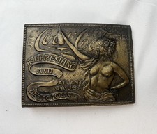 Vtg Coca Cola Belt Buckle Brass Woman Tiffany Foundry Atlanta USA