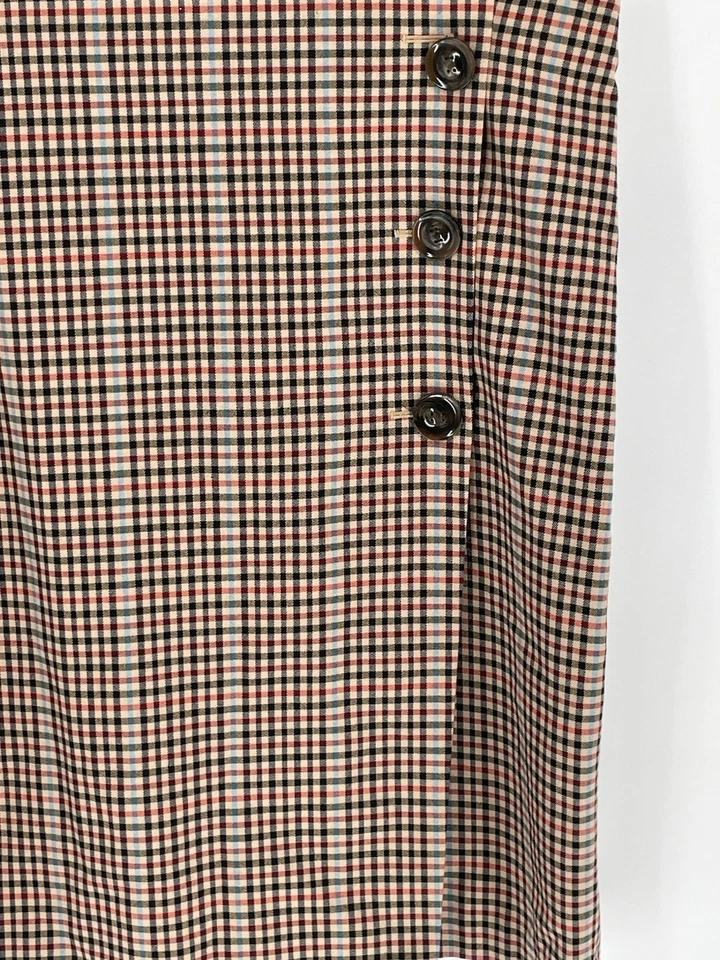 Falda ANN TAYLOR Mujer Plus 18 Fábrica Cuadros Imitación Envoltura Frontal Cierre Botón Foto 4 de 4