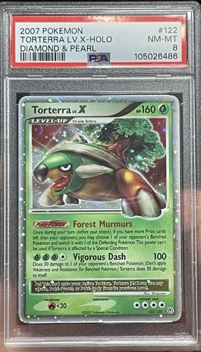 PSA 8 TORTERRA LV.X-HOLO 2007 POKEMON DIAMOND & PEARL #122 SWIRL
