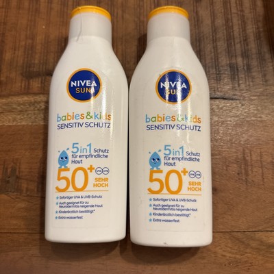 2 X Nivea Sun Babies & Kids Sensitive Protect SPF50 Sun Cream Lotion Je 200ml