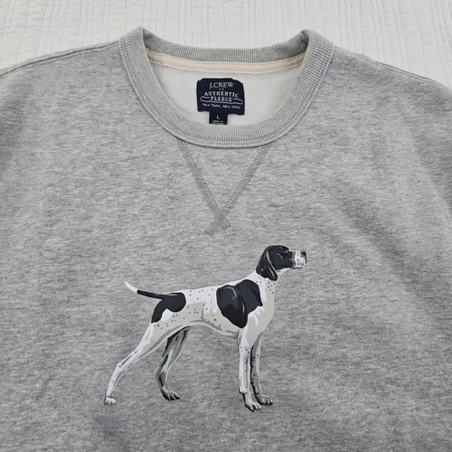 J. Crew Authentic Fleece Sweatshirt Men's Large Grey Long Sleeve Bird Dog NWOT - Picture 5 of 17