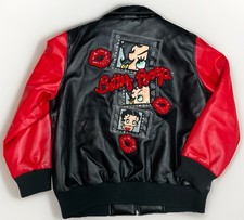 Vintage Betty Boop Embroidered Leather Jacket Large