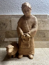 1974 Abbey Press Shepherd Boy with Lamb Figurine Rustic Nativity St. Meinrad