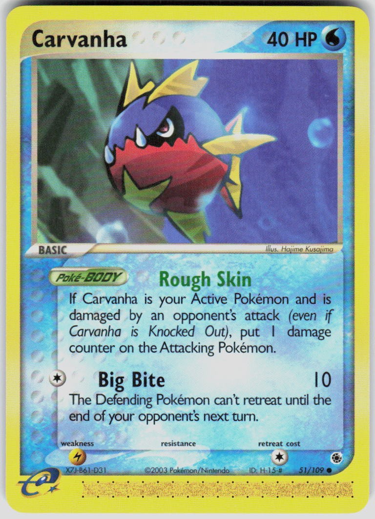 Carvanha 51/109 EX Ruby and Sapphire Pokemon