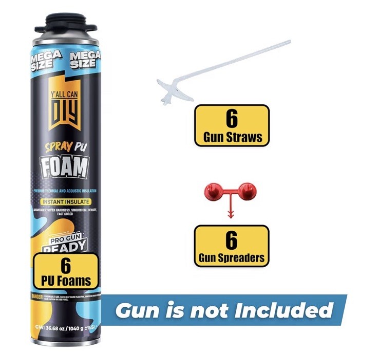 Y’allCanDiy Closed Cell Spray Foam Insulation (6 Pack - 36.6 oz) – DIY Expanding