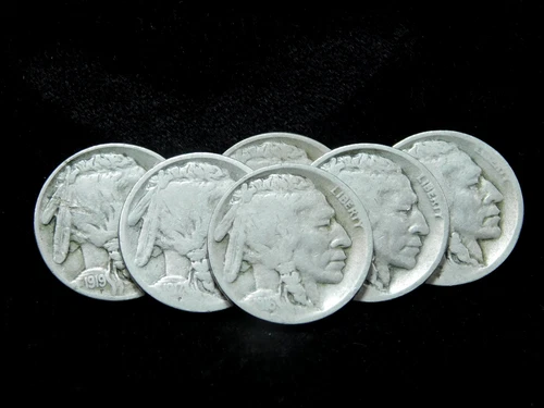 1916-S, 1917-S, 1918-S, 1919-S, 1920-S, & 1923-S 5c Buffalo Nickel Lot