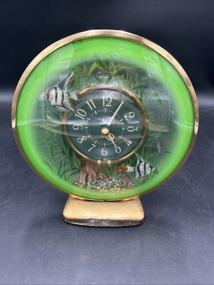 Vintage 1950's Sessions Aquarius Angelfish Clock Fish Aquarium
