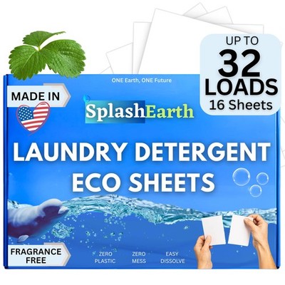 Laundry Detergent Sheets Made in USA (32 Loads, Unscented), Eco-Friendly Wash...