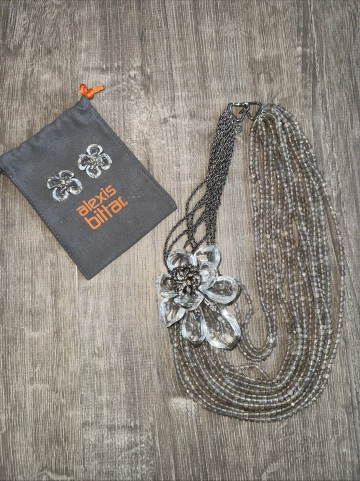 Collar Alexis Bittar Flor Transparente Estrás Foto 2 de 3
