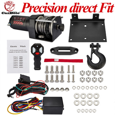 New Electric Winch ATV Winch Kit 12V DC 3000LB Synthetic Rope Remote ATV UTV 4WD