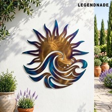Sun Wave Metal Wall Art, Coastal Ocean Decor Gift