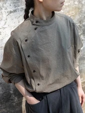 New Chinese Style Womens Casual Long Sleeve Loose Shirts Tops Blouse Autumn