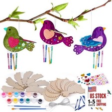 DIY Wind Chime Kit for Kids - 8 Pack - Wooden Wind Chime Set with Paint Kit,