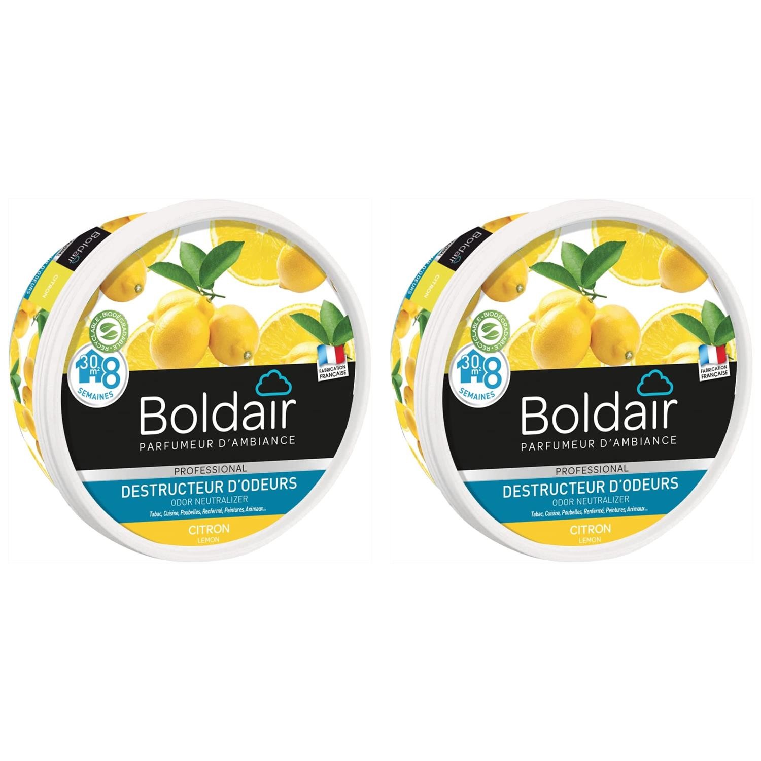 Destructeur d'odeurs gel citron BOLDAIR assainisseur permanent anti-odeur tabac et cuisine