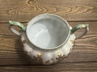 Antique Porcelain Double Handle Sugar Bowl Turquoise Gold Rococo Scalloped — photo 7
