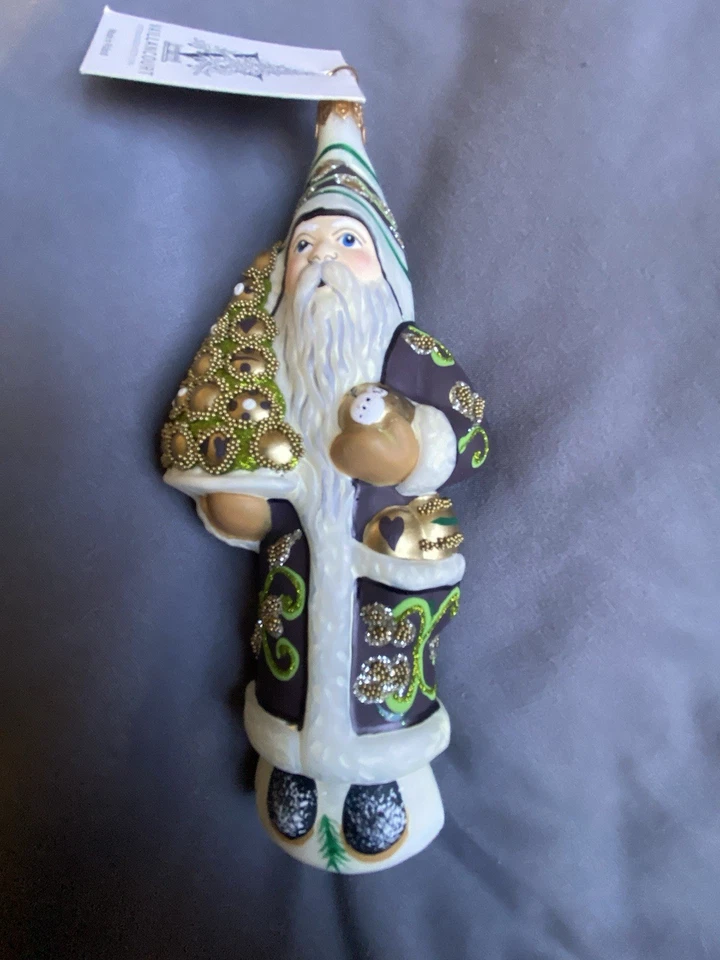 Vaillancourt Arte Popular Papá Noel Adorno Púrpura Dorado Abrigo Árbol De Colección Foto 4 de 4