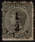TURKS ISLANDS 1881 QV PROVISIONAL ½ ON 6D SG TYPE 3 UNUSED - NO GUM