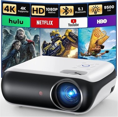 Kompakter Full HD Beamer 1080p   Bluetooth 5.1, integrierte Speaker, 200 Zoll