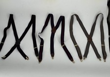 Lot Of 3 Vintage CAS Germany Navy Blue Burgundy Suspenders Adjustable Clips Gold