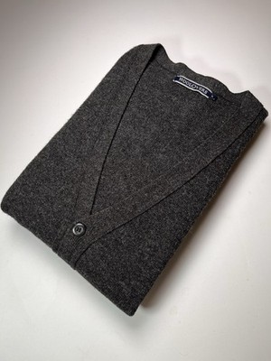 WoolOvers anthrazitgrau 100% Wolle Strickjacke Pullover mit Taschen Herren XL [586]
