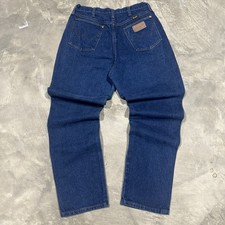 VTG Wrangler 13MWZMR Western Made in USA Cowboy Cut Denim Jeans Dark Wash 15x31