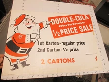 DOUBLE COLA soda 1960s store display sign US paper poster Christmas SANTA CLAUS