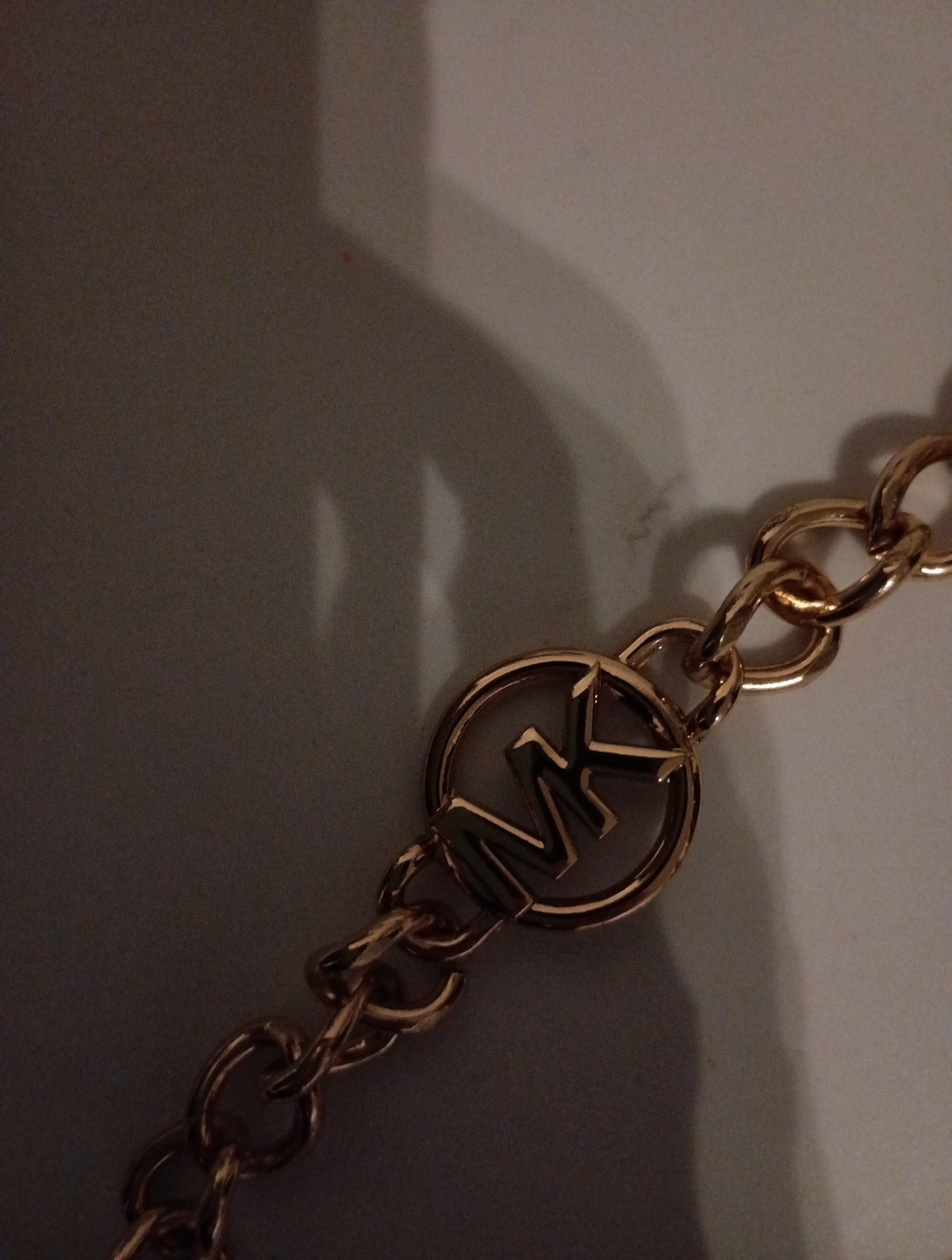 Gold Toned Michael Kors MK Logo Chain Link Belt Adjustable M/L New With Tags thumbnail 3