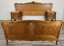 Bed Vintage French Louis Double Bed Frame Headboard with Bedside Tables LOT 4734