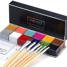 CCbeauty Professional 12 Colors Face Body Paint Kit Oil Non 7 Piece Set, 01