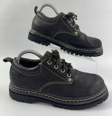 Vtg Skechers Jammers SN 7914 Chocolate Brown Leather Chunky Lug Sole Shoes 8