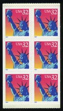 US #3122Eg 32¢ Statue of Liberty booklet pane of 6 perf 11.5 x 11.8 VF NH MNH