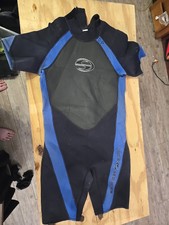Deep Sea 2 Or 3mm Short Sleeve Diving, Snorkeling, Etc. Wetsuit Black/Blue XL