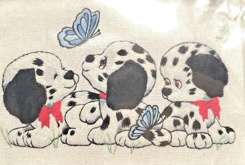 Jiffy Crewel Kit CACHORROS DÁLMATAS 16025 7" X 5" por Ruth Morehead Vintage 1992 - Imagen 2 de 6