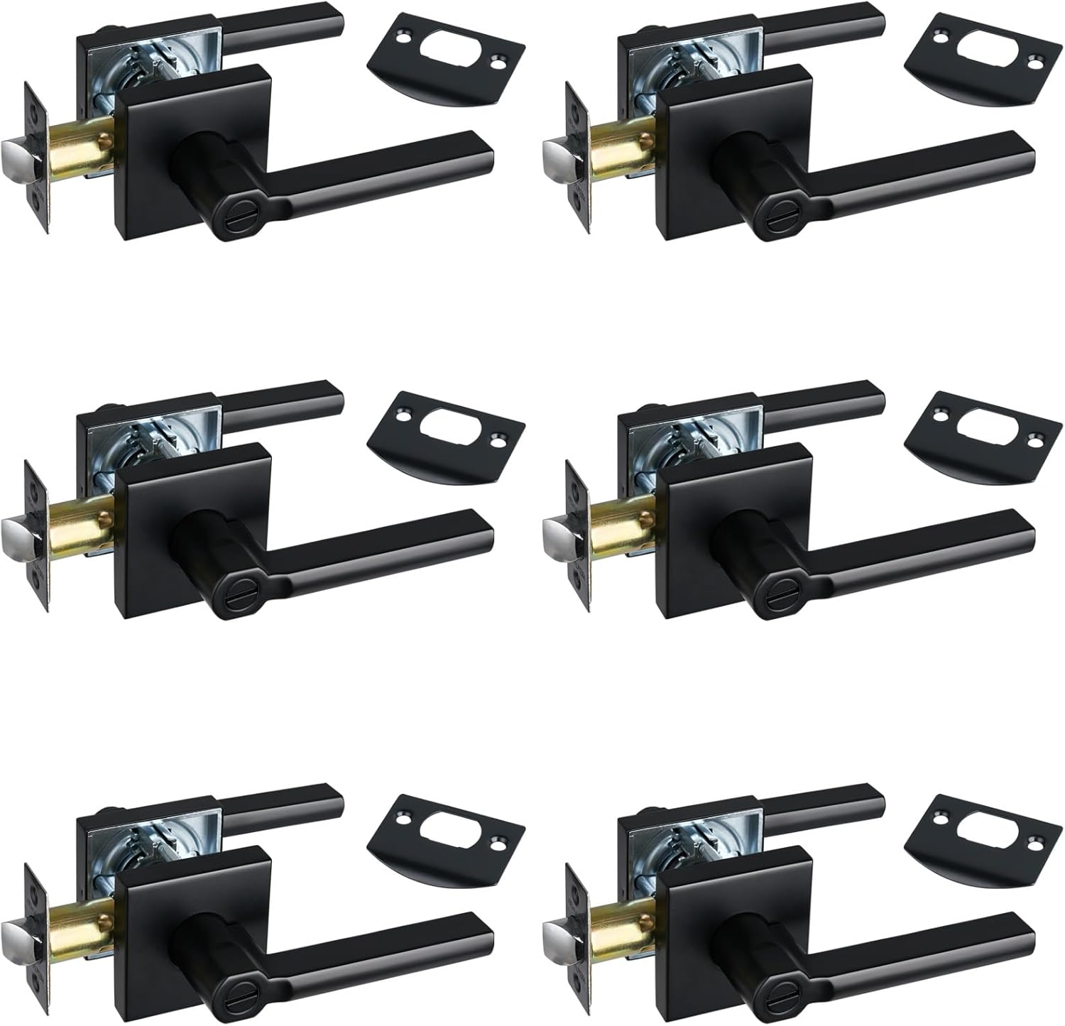 6 Packs of Privacy Door Handles for Bedroom&Bathroom, Keyless Interior Door L...