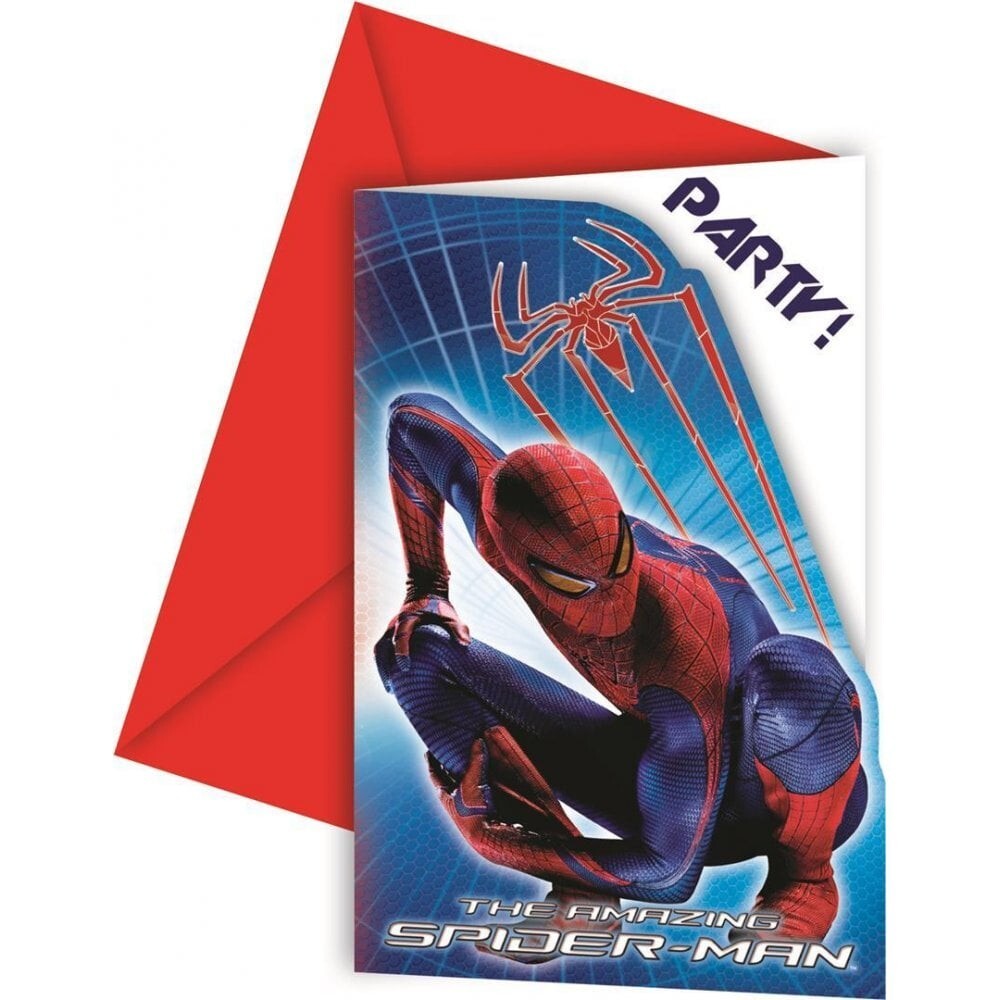 The Amazing Spiderman Party Invitations pack of 6